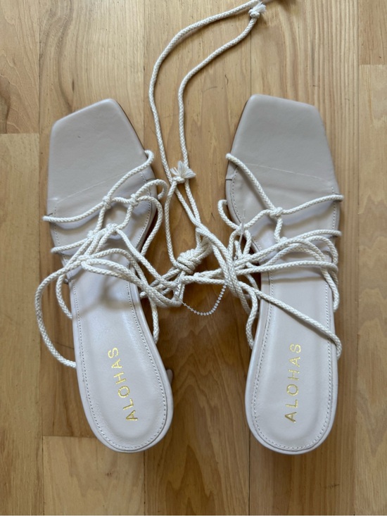 Alohas Shoes - New Alohas Beige Lace-up Rope Sandals Size EU 38/US 7-7.5